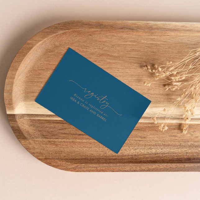 Navy Blue Gold Classic Wedding Gift Registry Enclosure Card (Creator Uploaded)