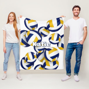 navy blue gold club colours volleyball room decor fleece blanket