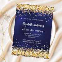 Navy blue gold confetti birthday