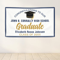 Navy Blue Gold Congratulations Graduate Party