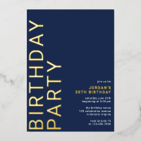 Navy Blue & Gold | Cool Modern Any Age Birthday