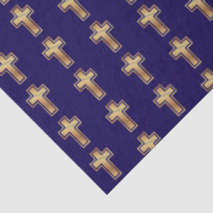 Navy Blue Gold Cross Decoupage  Tissue Paper