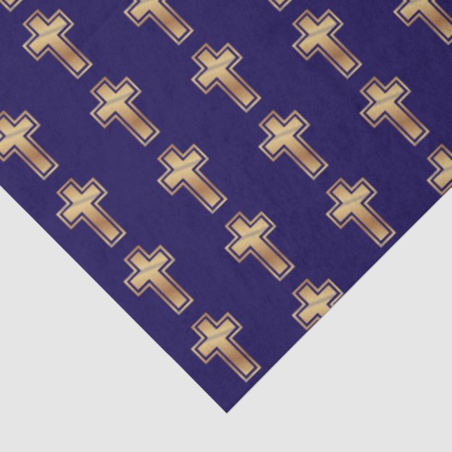 Navy Blue Gold Cross Decoupage  Tissue Paper (Detail)