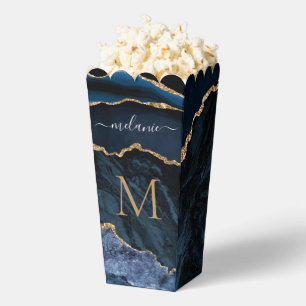 Navy Blue Gold Custom Letter Your Name Popcorn Box