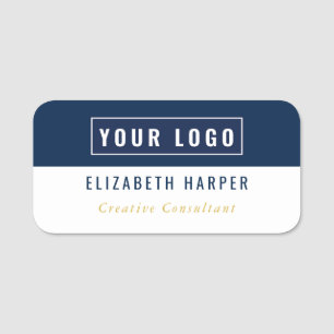 Navy Blue Gold Custom Logo Professional Badge