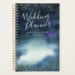 Navy Blue Gold Custom Wedding Planner<br><div class="desc">Elegant planner for your navy gold theme wedding! The background is a hand painted abstract watercolor painting in navy blue ombre. There is faux gold glitter on the top and bottom. The text says "Wedding Planner" in modern script font. You can customise this item by adding the bride and groom's...</div>