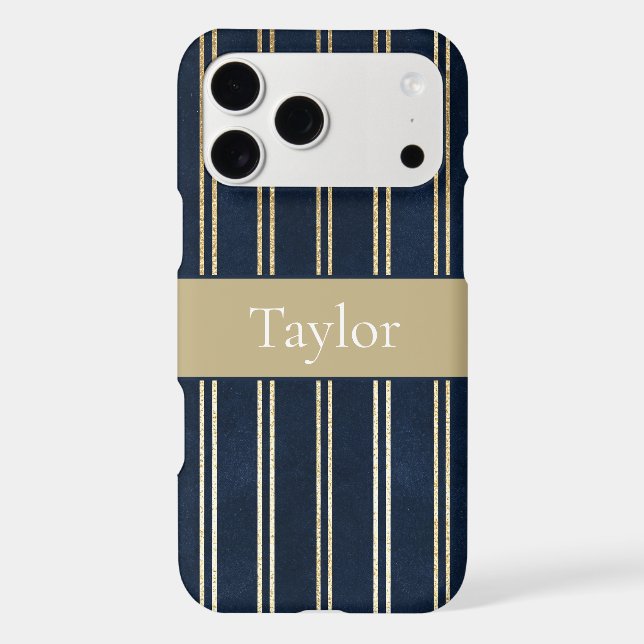 Navy Blue Gold Double Stripes   (Back)