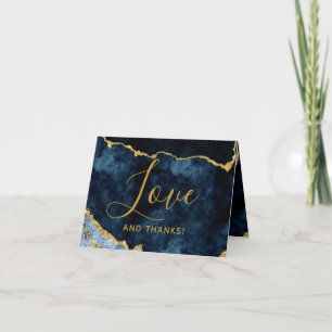 Navy Blue & Gold Foil Agate Marble Thank You Photo