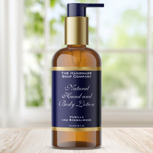 Navy Blue & Gold Foil Cosmetics Bottle Label