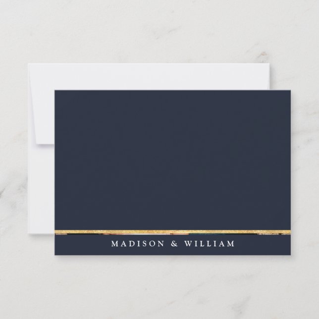 Navy Blue Gold Foil Photo gratitude Thank You Card (Front)