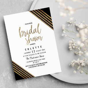 Navy blue gold geometric chic Bridal Shower  Invitation