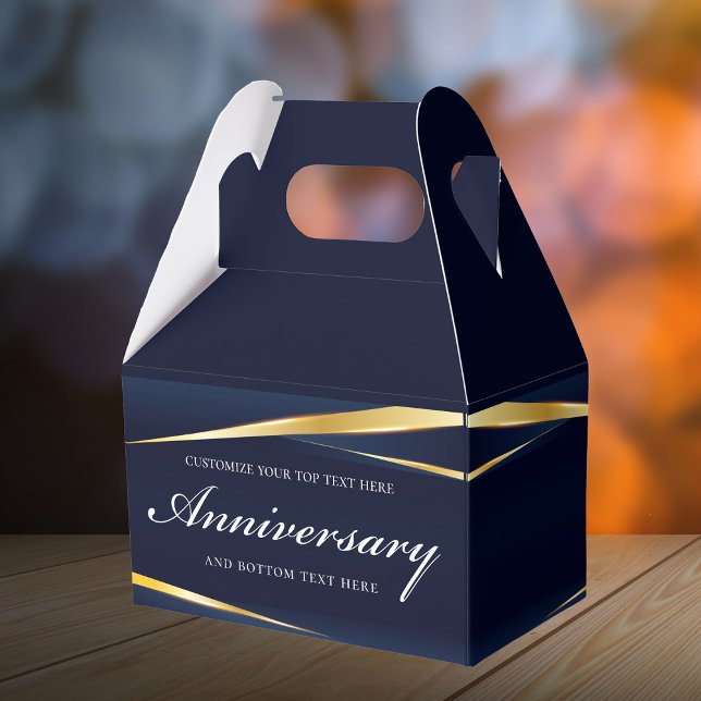Navy Blue Gold Geometric Formal Anniversary Party Favour Box (Creator Uploaded)