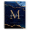 Navy Blue Gold Glitter Agate Geode Monogram