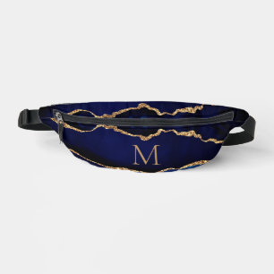 Navy Blue Gold Glitter Custom Letter Fanny Pack