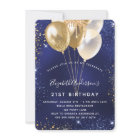 Navy blue gold glitter sparkle balloons birthday
