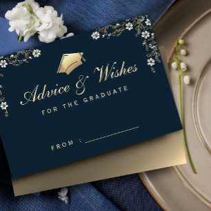 Navy Blue Gold Graduation Advice Enclosure Card