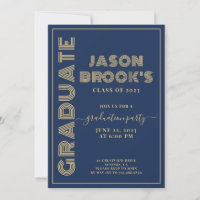 Navy Blue Gold Graduation