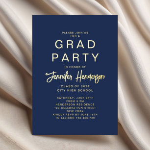 Navy Blue Gold Graduation Party