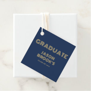 Navy Blue Gold Graduation Party Favour Tags
