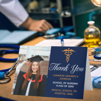 Navy Blue Gold Graduation Photo Medical School