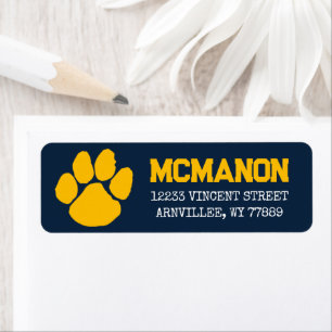 Navy Blue & Gold Graduation Return Address Labels