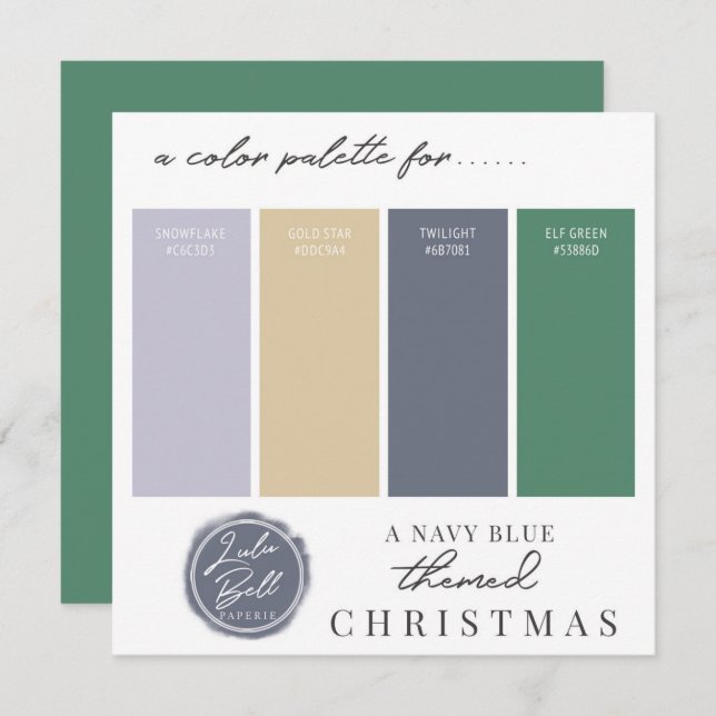 Navy Blue Gold & Green Colour Palette Card (Front/Back)