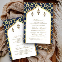 Navy Blue Gold Hanging Lanterns Muslim Wedding