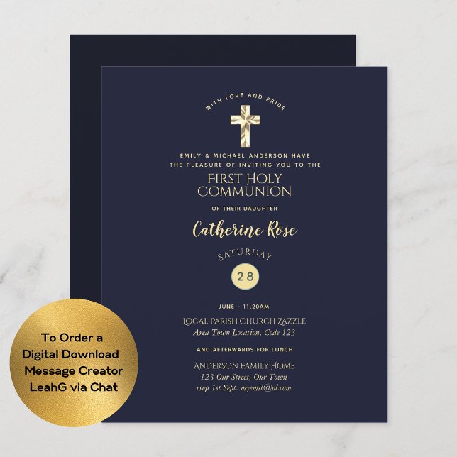 Navy Blue Gold Holy Communion Baptism Confirmation (Creator Uploaded)