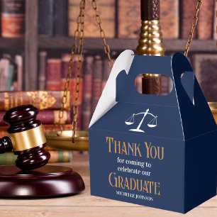 Navy Blue Gold Law School Custom Graduation Party Favour Box