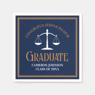 Navy Blue Gold Law School Graduation Party Napkin