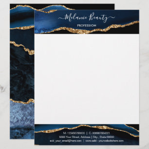 Navy Blue Gold Letterhead Personalised Your Design