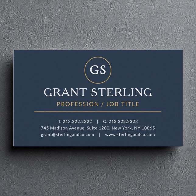 Navy Blue Gold Luxury Minimalist Professional  Business Card (Creator Uploaded)