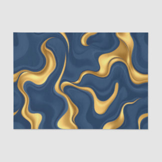 Navy Blue Gold Marble Abstract Luxury Swirl Tissue Paper