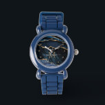 Navy Blue Gold Marble Custom Name Watch Gift<br><div class="desc">Watches with Monogram Name Agate Navy Blue Gold Gemstone Marble Geode Glitter Sparkle Personalised Birthday - Anniversary or Wedding Watch Gift / Suppliest - Add Your Letter / Name - Text or Remove - Make Your Special Gift - Resize and move or remove and add text / elements with customisation...</div>