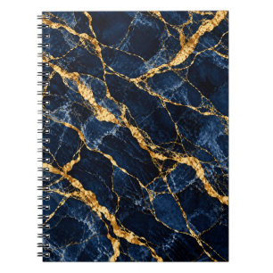 Navy Blue Gold Marble Elegance Notebook