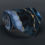 Navy Blue Gold Marble Neck Tie<br><div class="desc">Neck Tie with Agate Navy Blue Gold Gemstone Marble Geode Glitter Sparkle Birthday - Anniversary or Wedding Gift / Suppliest - Personalised - Add Your Letter / or Name - Text / more - Make Your Special Ties Gift - Resize and move or remove and add text / elements with...</div>