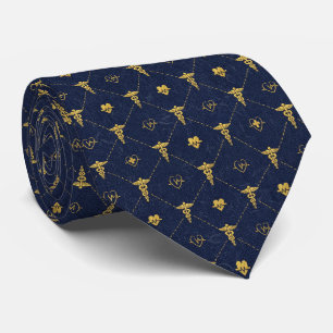 Navy Blue & Gold Medical  Tie