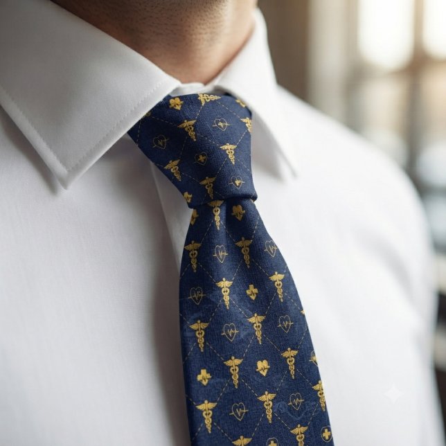 Navy Blue & Gold Medical  Tie (Creator Uploaded)