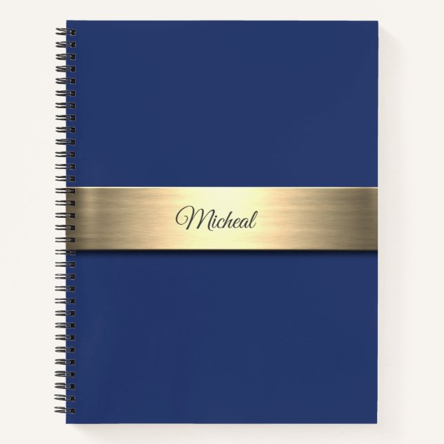 Navy Blue Gold Metal Monogram Notebook (Front)