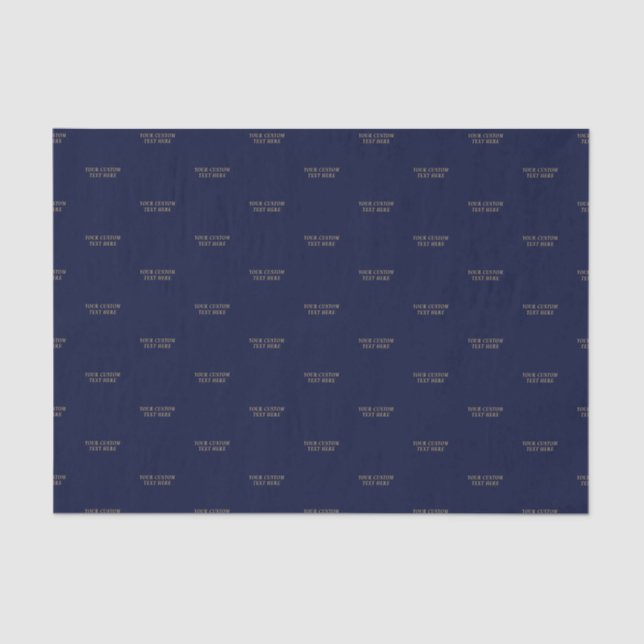 Navy Blue & Gold Minimal Custom Text Package Tissue Paper (Front)