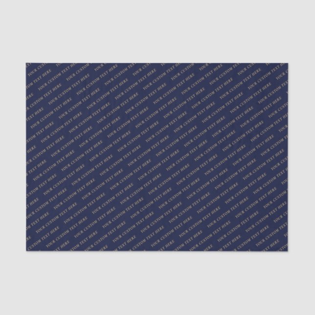 Navy Blue & Gold Minimal Custom Text Tissue Paper (Front)