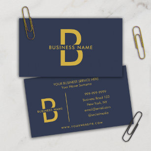 Navy Blue & Gold Minimalist Modern Professional  Business Card