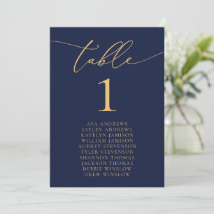 Navy Blue & Gold Minimalist Wedding Seating Invitation