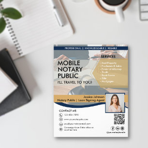 Navy Blue & Gold Mobile Notary Marketing Template  Flyer