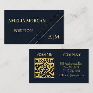 Navy Blue Gold Modern Professional Business Card
