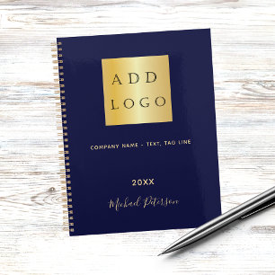 Navy blue gold name script business logo 2025 planner