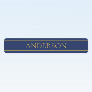 Navy Blue & Gold Name Surname or Business Iron-on
