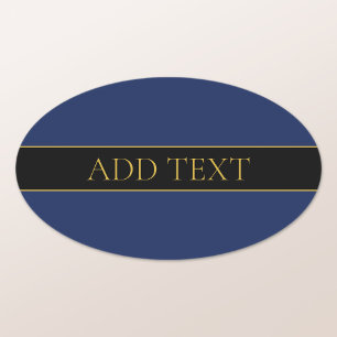 Navy Blue & Gold Name Surname or Business Oval Sticker