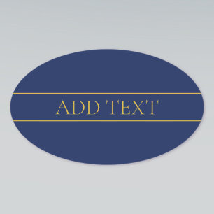 Navy Blue & Gold Name Surname or Business  Oval Sticker