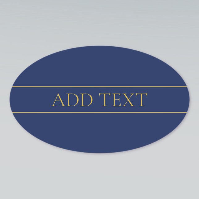 Navy Blue & Gold Name Surname or Business  Oval Sticker (Creator Uploaded)